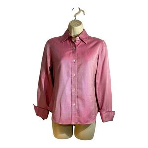 Banana Republic Long Sleeve Button Blouse Pin Striped Red White XS